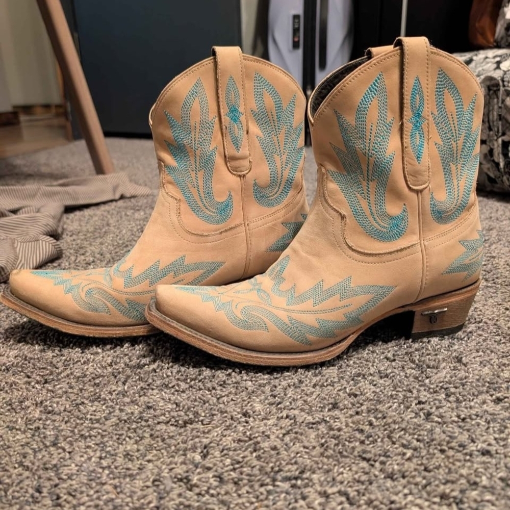 Embroidered Leather Ankle Boots